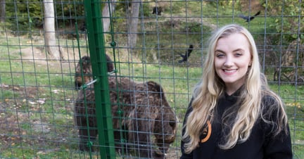 Evanna meeting some of the bears at the sanctuary