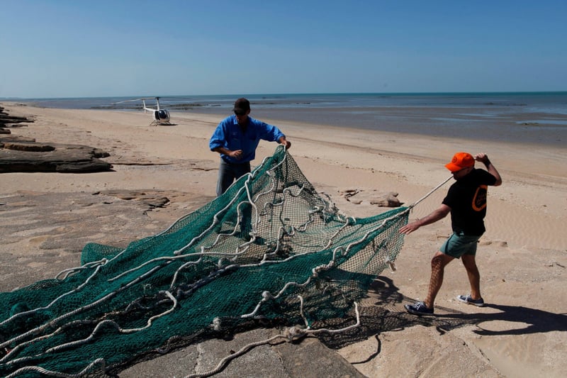 World Animal Protection staff with ghost nets located during an aerial survey in Australia’s Gulf of Carpentaria.