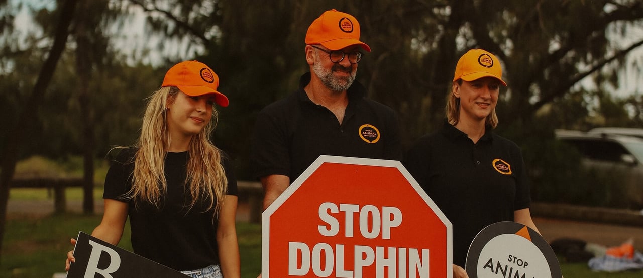 Australia team at Seaworld protest