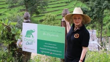 Susie Porter visiting ChangChill elephant-friendly venue in Thailand