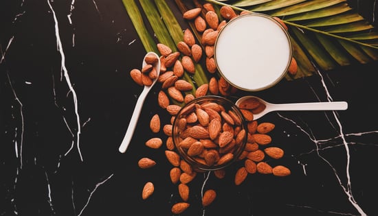 Almond milk and almonds.