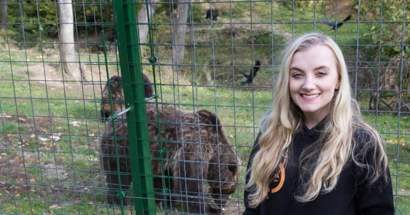 Evanna meeting some of the bears at the sanctuary