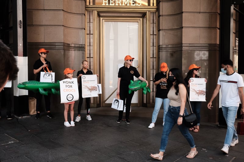 sydney hermes crocodile protest