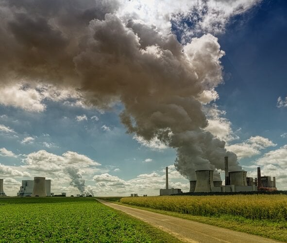 Smoking power plant and crops